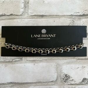 Lane Bryant Silver and Black Choker Necklace